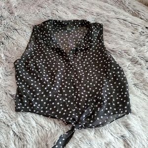 Sheer button up tank top-Juniors Medium